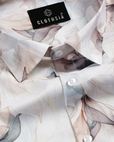 Giza Cotton Flower Print Ivory Mix Colour Men Shirt