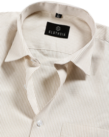 Cotton Small Stripe White With Lavender Colour Men Shirts