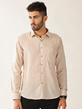 Linen Cotton Formal Stripe Peach Colour Men’s Shirt