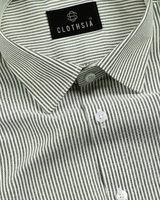 Cotton Small Stripe Green With White Men Shirt
