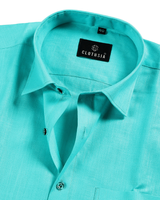 Premium Linen Aqua Green Colour Men Shirt