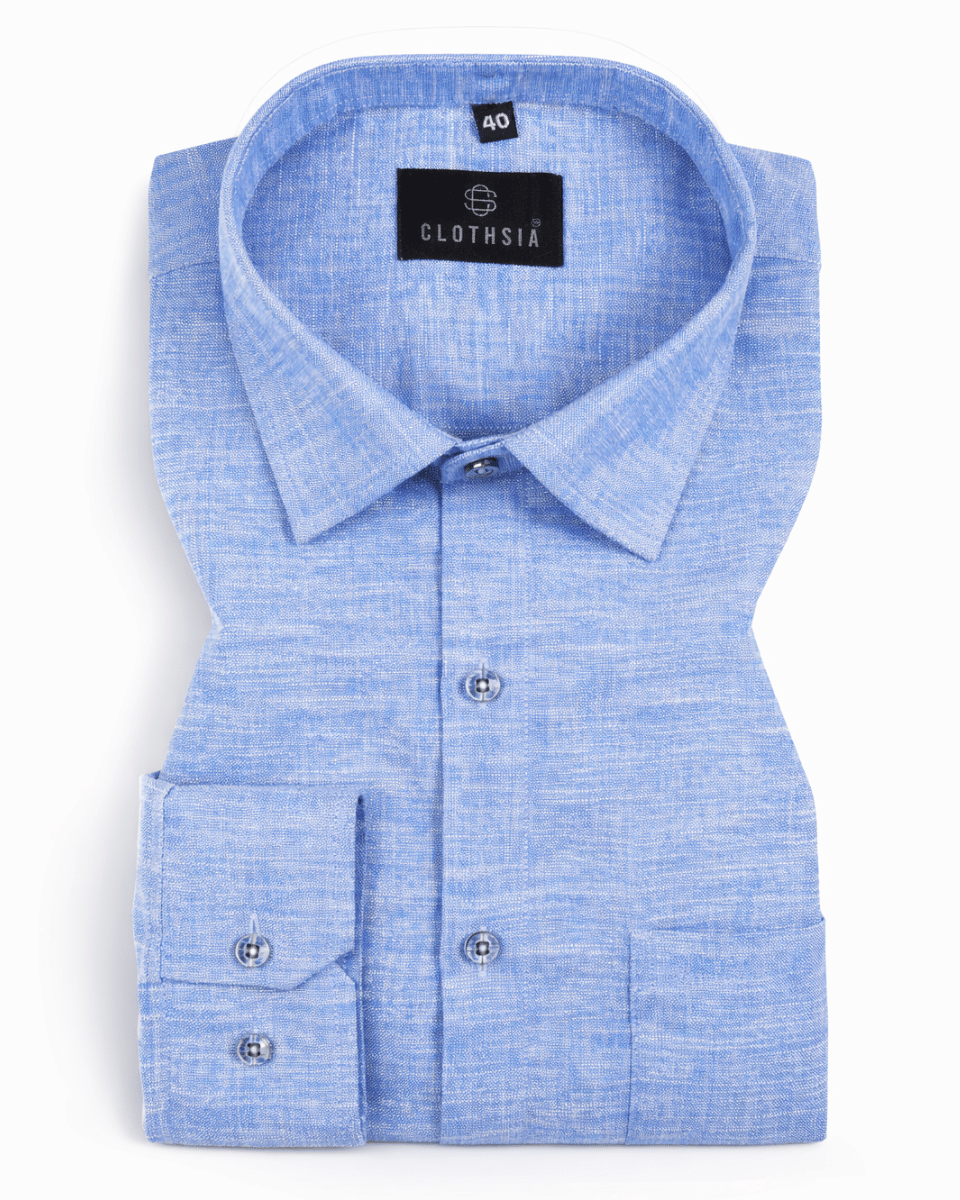 Classic Linen Sky Blue Men Shirts