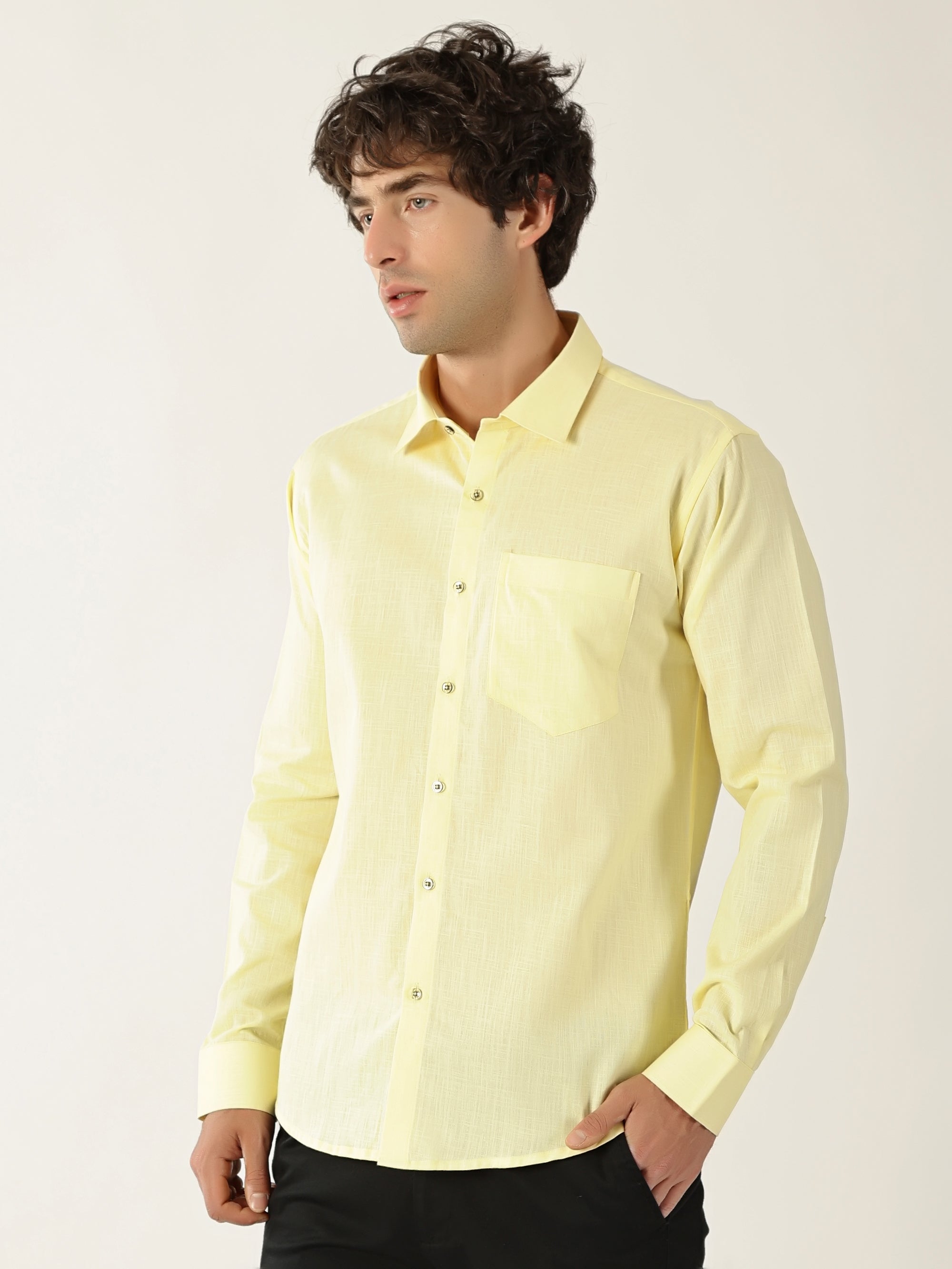 Premium Linen Lemon Yellow Men’s Shirt