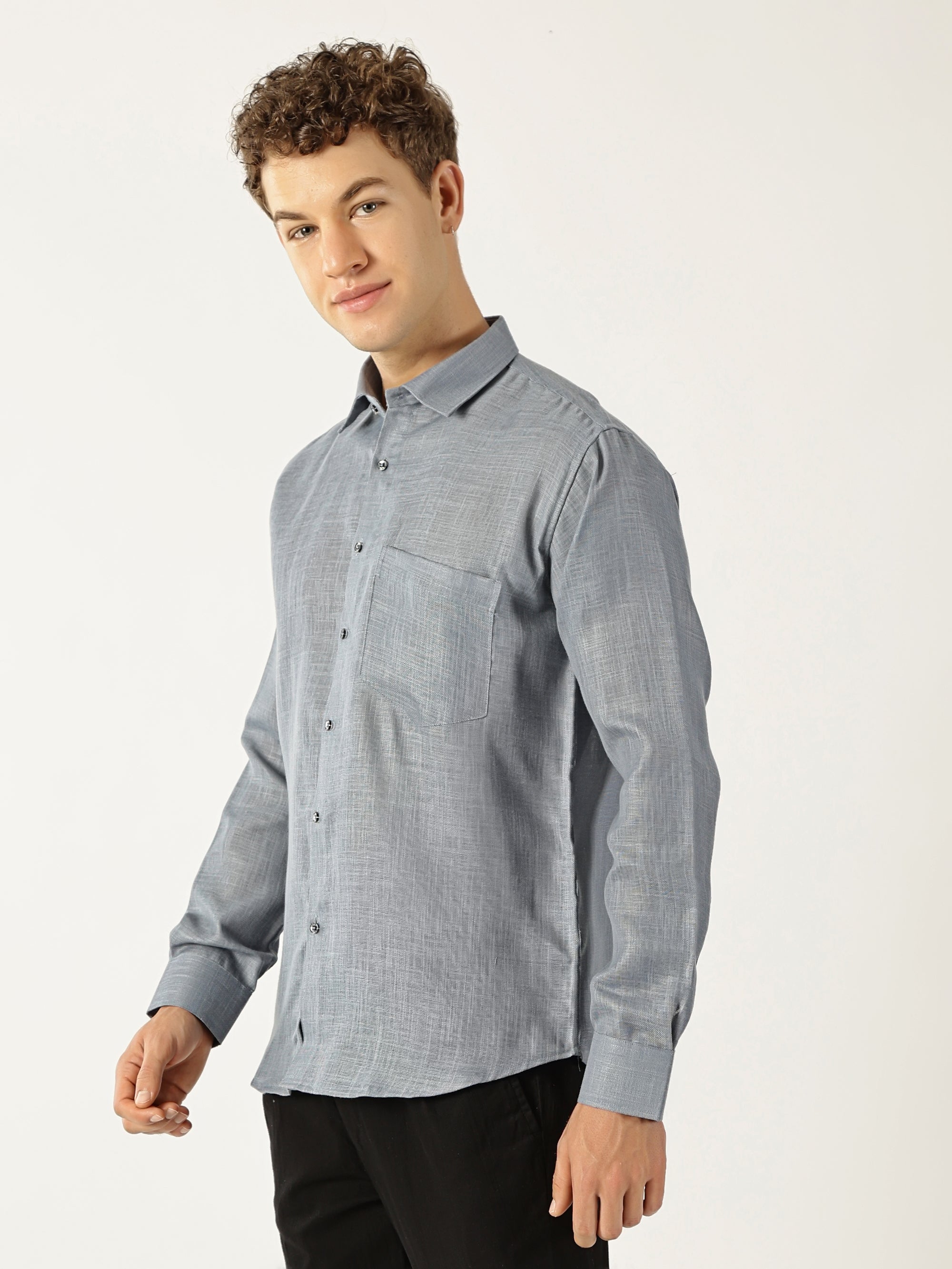 Formal Linen Steel Grey Colour Men’s Shirt