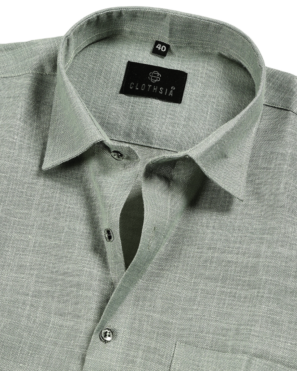 Formal Linen Pistel Green Colour Men Shirts