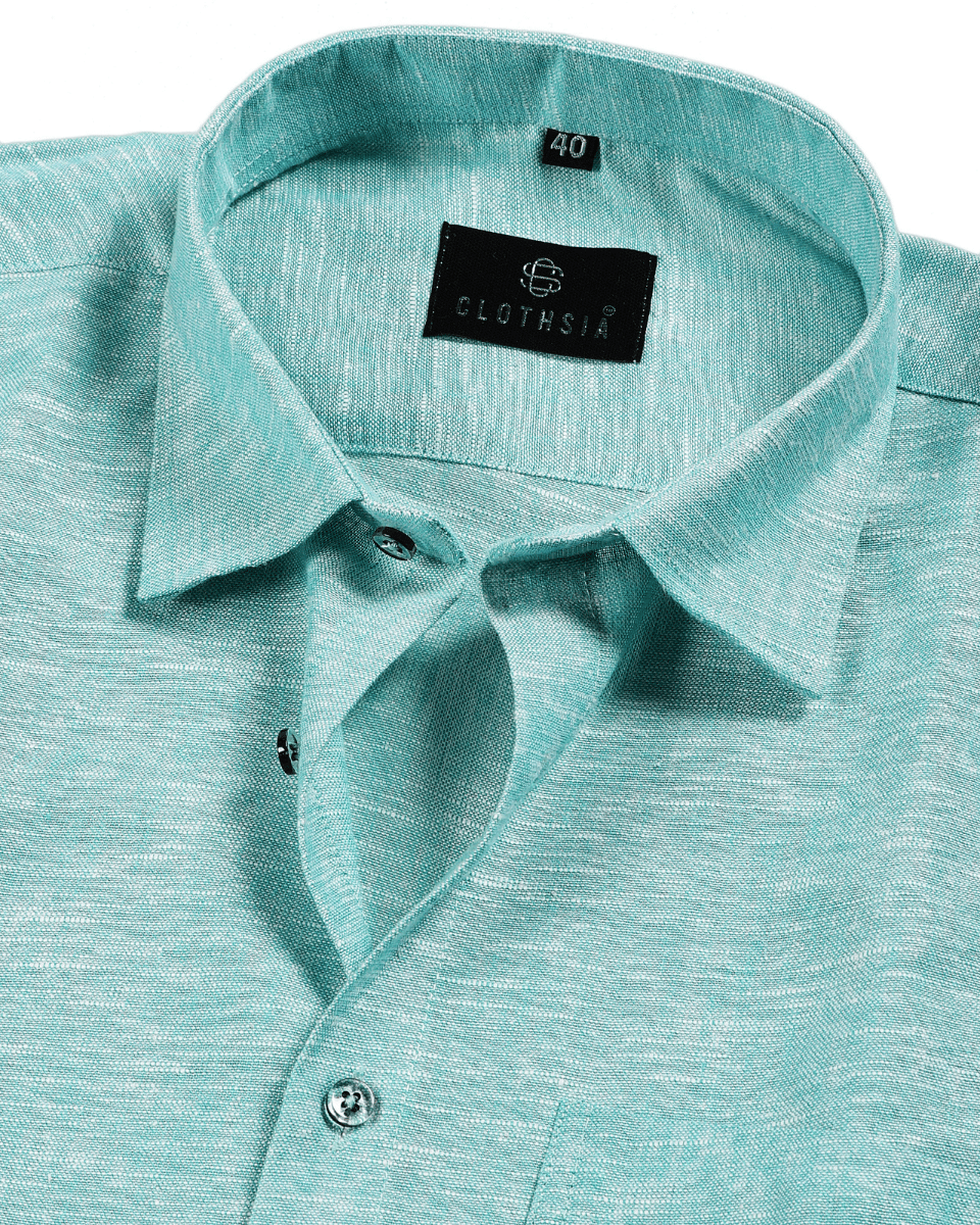 Classic Linen Mint Green Color Men's Shirts