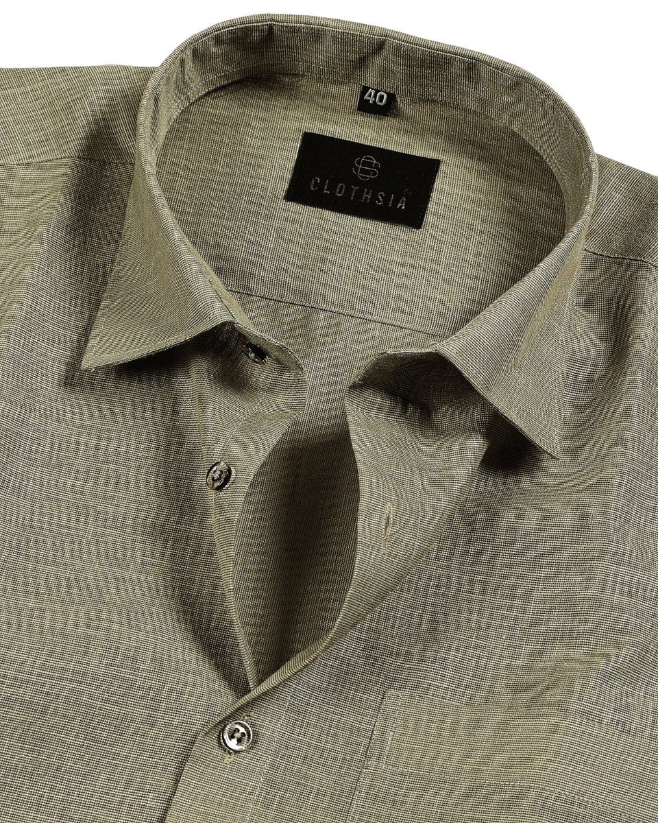 Formal Linen Mehendi Colour Men's Shirts