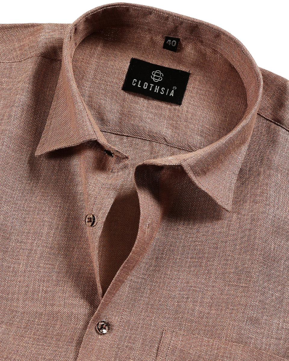Formal Linen Coffee Colour Men Shirts
