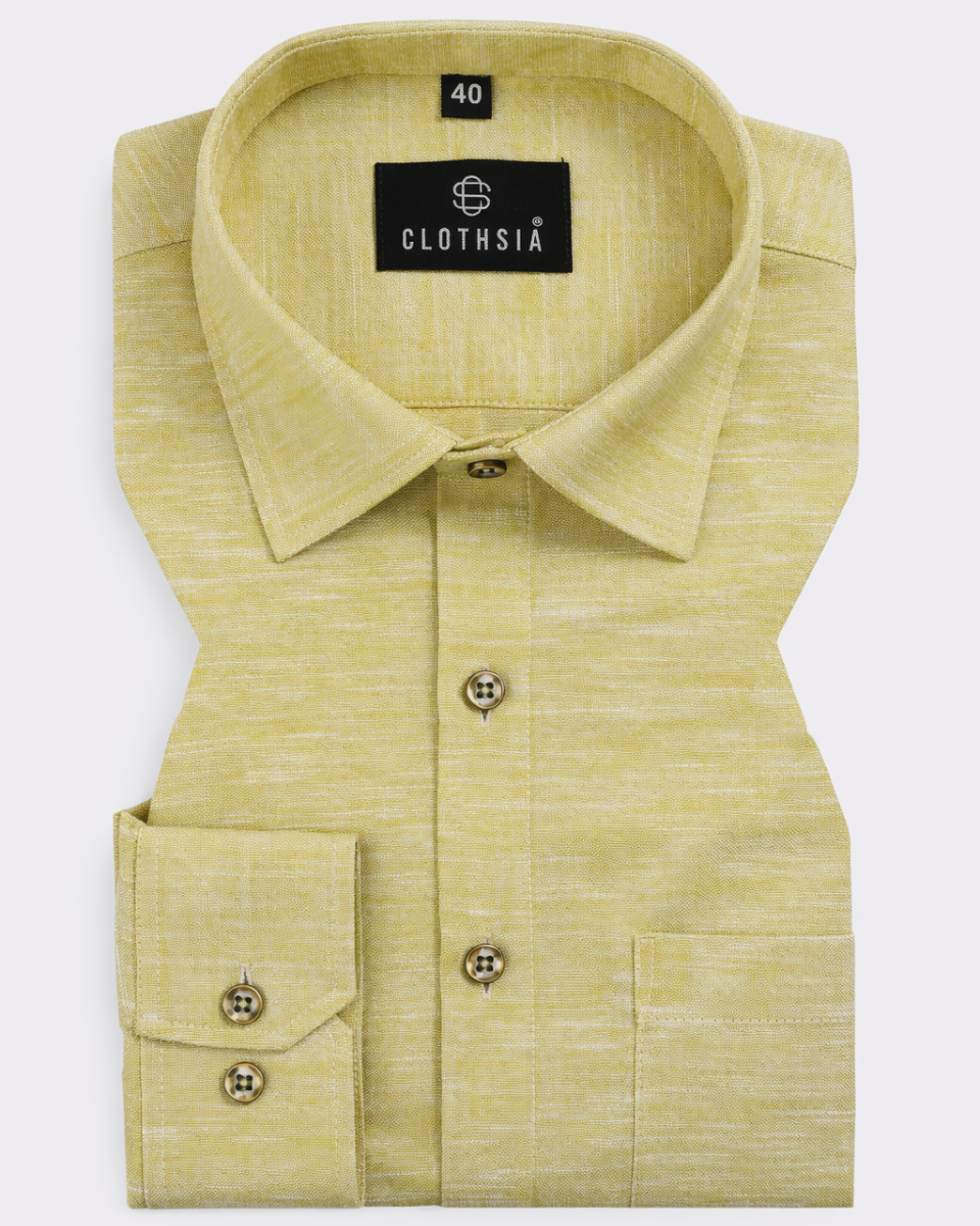 Classic Linen Lemon Yellow Colour Men's Shirt