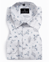 Giza Cotton Soft White & Dusty Blue Colour Men Shirts