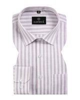 Casual Stripe Cotton Shirt Wine With White