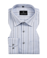 Casual Stripe Cotton Shirt Sky With Black Men Shirt