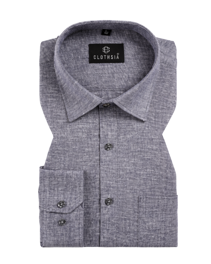 Linen Khadi Midnight Grey Men Shirt