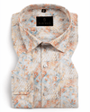Giza Cotton Print Sky Blue Peach Orange Men Shirts