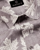 Botnical Leaf Print Light wine Colur Men Shirts