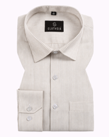Cotton Small Stripe White With Lavender Colour Men Shirts