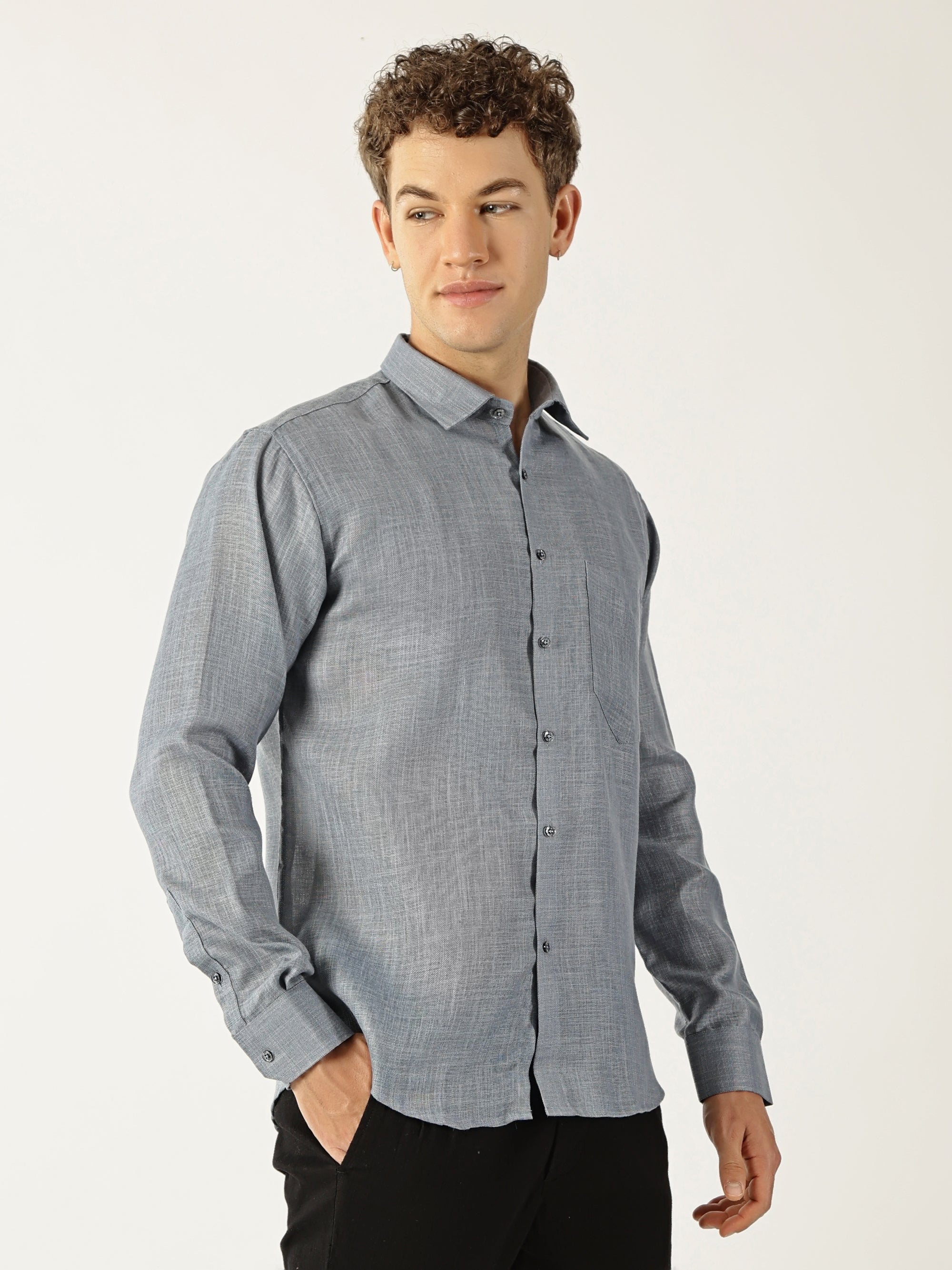 Formal Linen Steel Grey Colour Men’s Shirt
