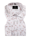 Giza Cotton Leaf Print White With Brown Colour Men Shirt