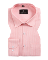 Cotton Small Stripe Peach With White Men Shirt