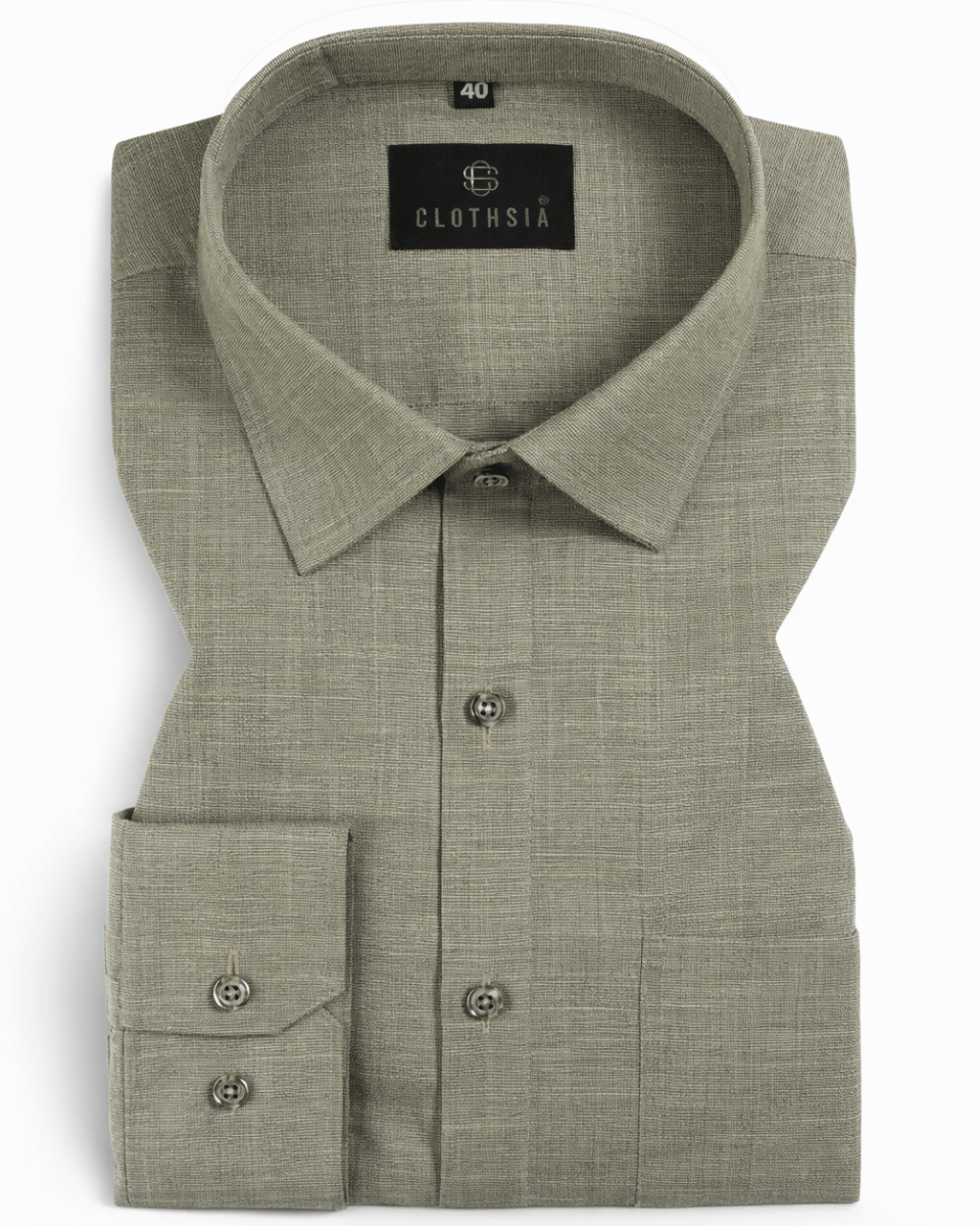 Formal Linen Mehendi Colour Men's Shirts