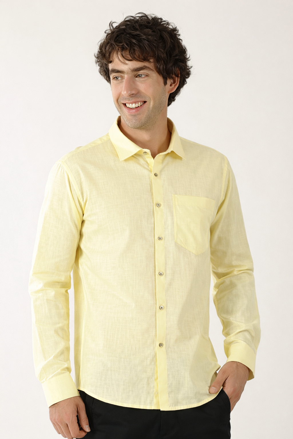 Premium Linen Lemon Yellow Men’s Shirt