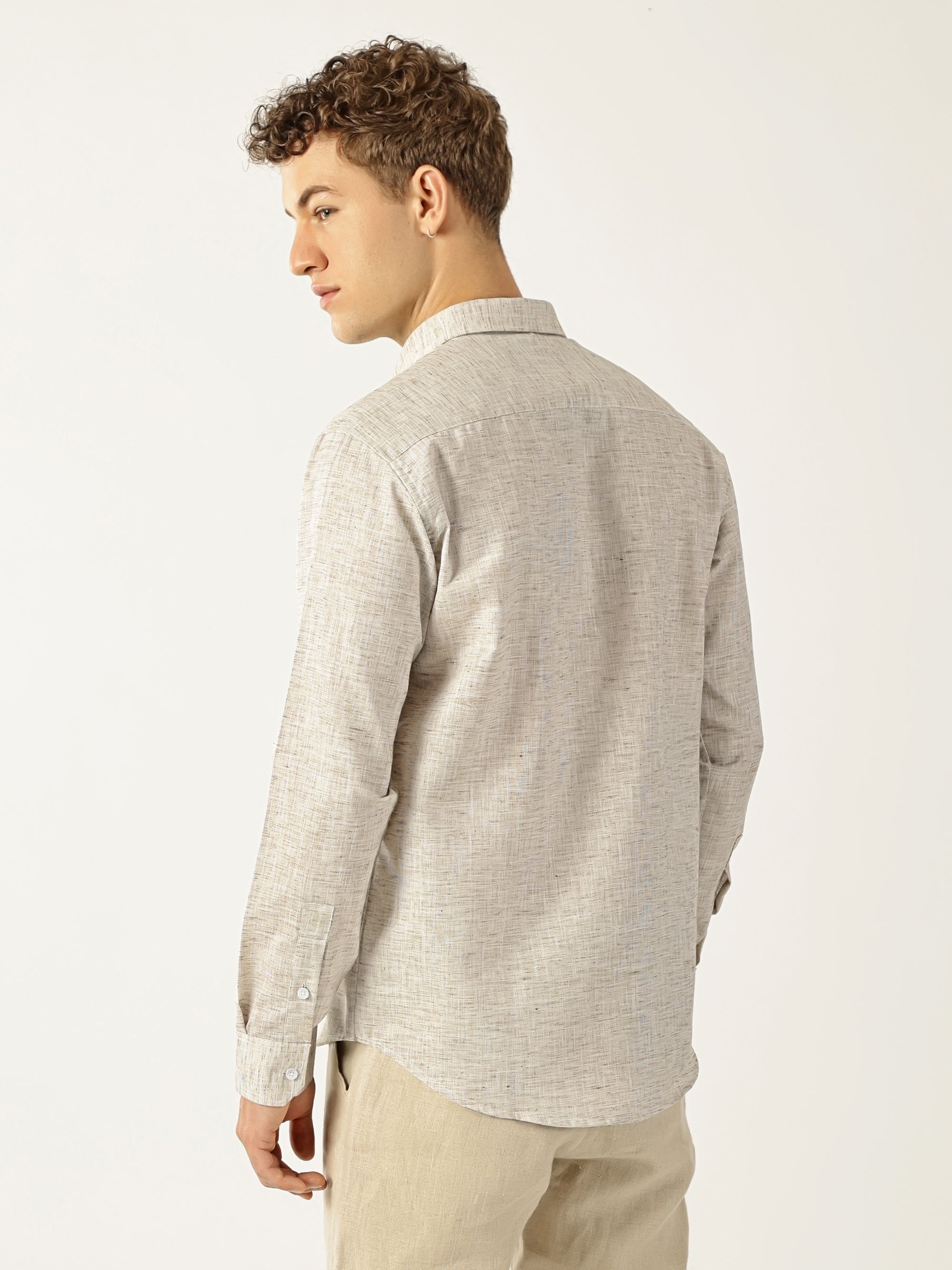 Linen Khadi Light Fawn Colour Men’s Shirt