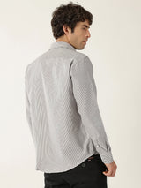 Cotton Small Stripe Brown With White Men’s Shirt
