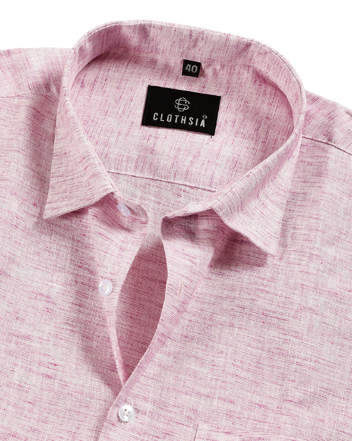 Linen Khadi Baby Pink Colour Men Shirt