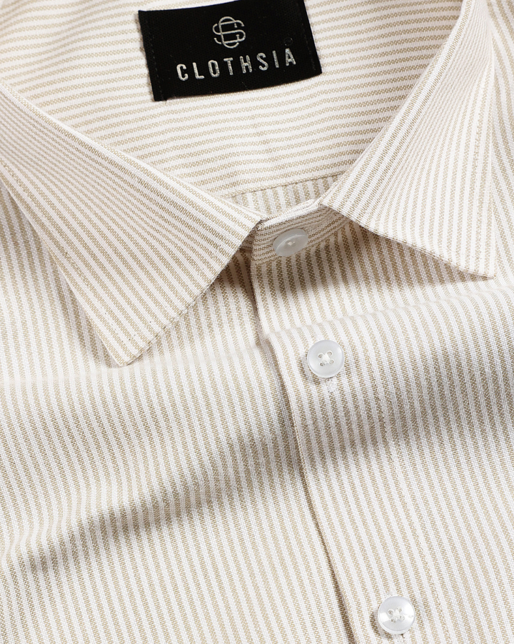 Cotton Small Stripe White With Lavender Colour Men Shirts