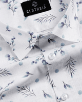 Giza Cotton Soft White & Dusty Blue Colour Men Shirts