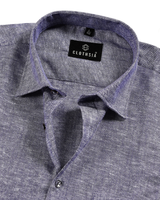 Linen Khadi Midnight Grey Men Shirt