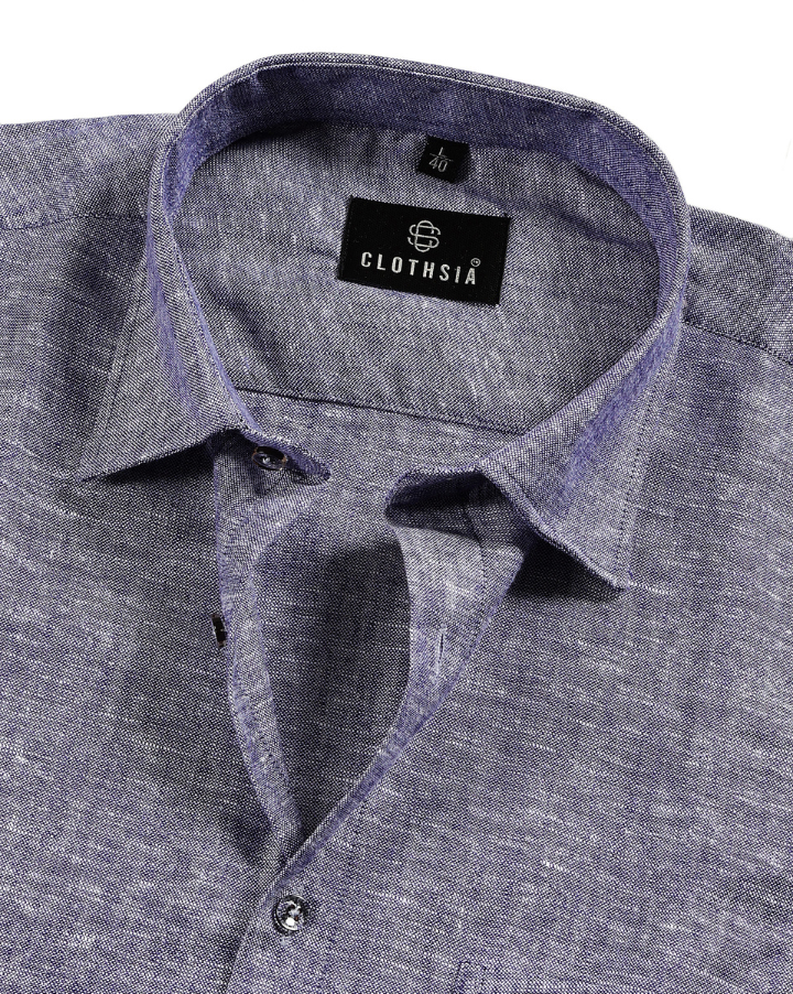 Linen Khadi Midnight Grey Men Shirt