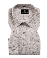 Giza Cotton Circle Vine Print Grey Mix Men Shirt