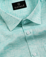 Linen Khadi Ice Blue Colour Men Shirt