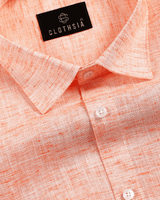 Classic Linen Peach Orange Colour Men's Shirt
