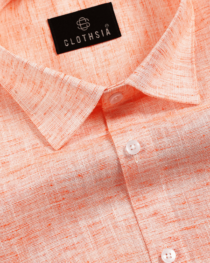 Classic Linen Peach Orange Colour Men's Shirt