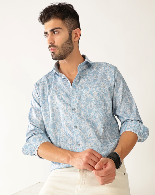 Giza Cotton Flower Rama Colour Mix Print Men’s Shirt