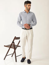 Cotton Small Stripe Blue With White Men’s Shirt