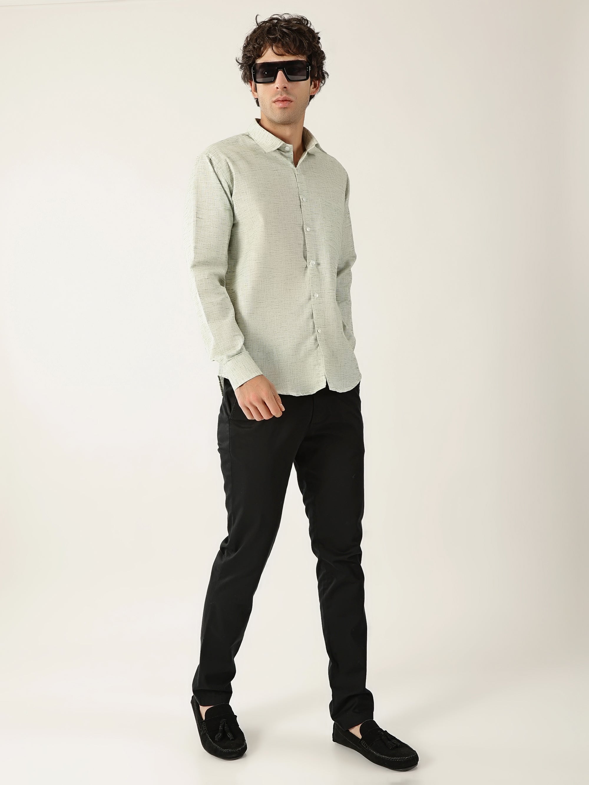 Linen Light Khadi Pastel Green Men’s Shirt