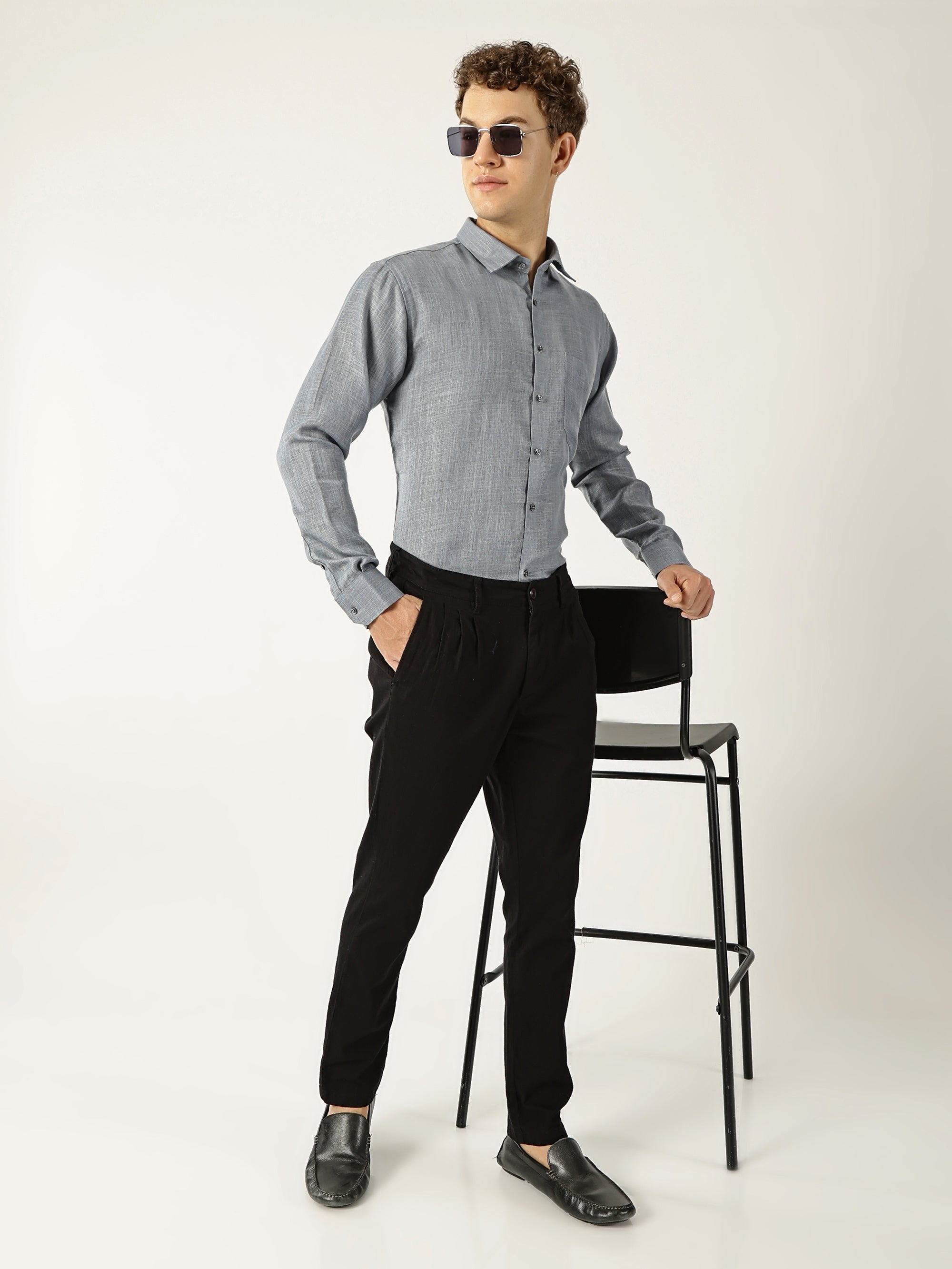 Formal Linen Steel Grey Colour Men’s Shirt