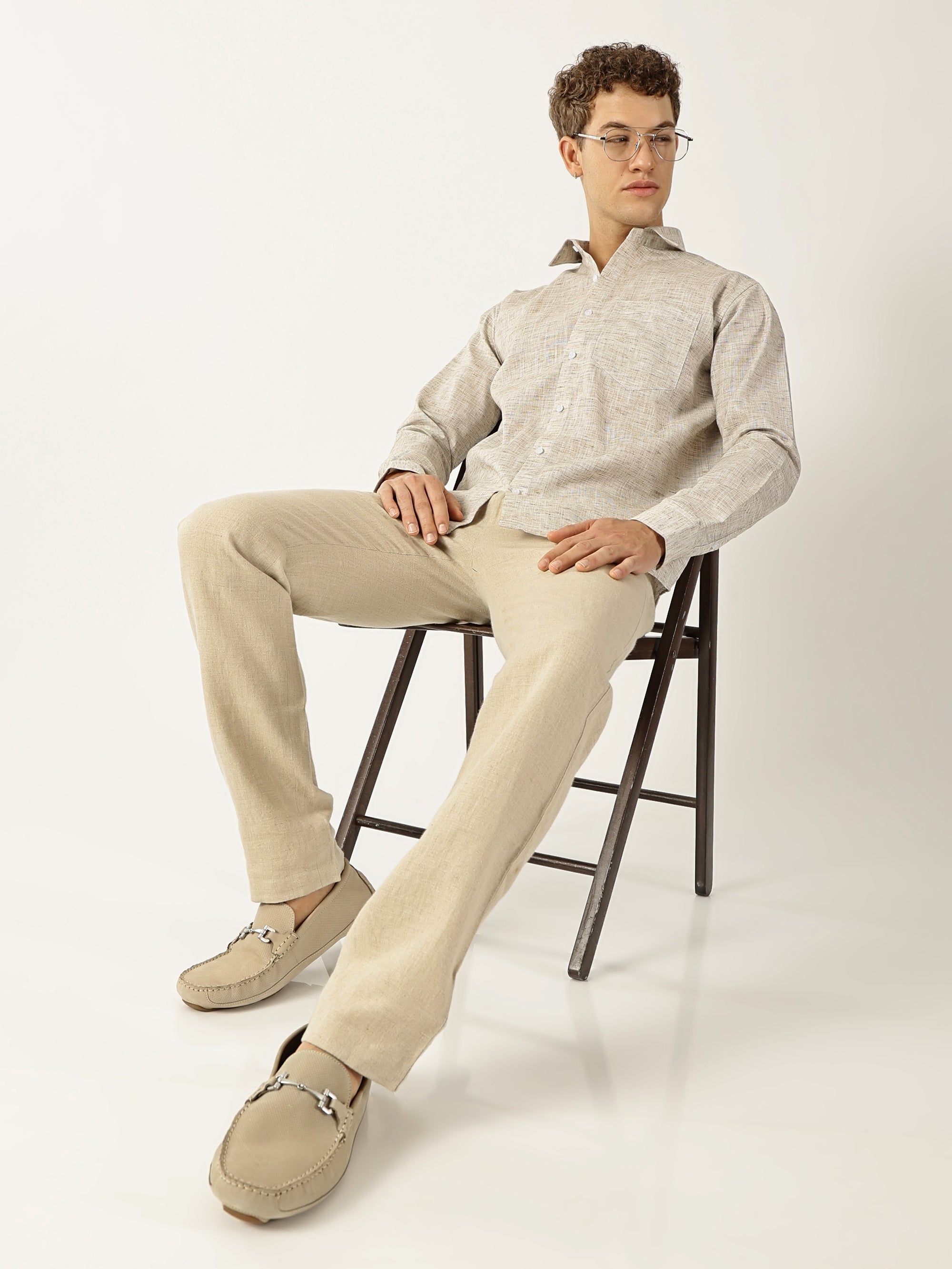 Linen Khadi Light Fawn Colour Men’s Shirt