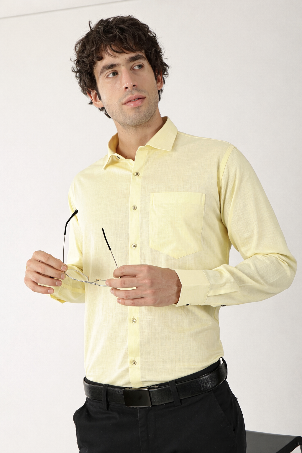 Premium Linen Lemon Yellow Men’s Shirt