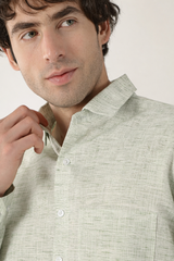 Linen Light Khadi Pastel Green Men’s Shirt