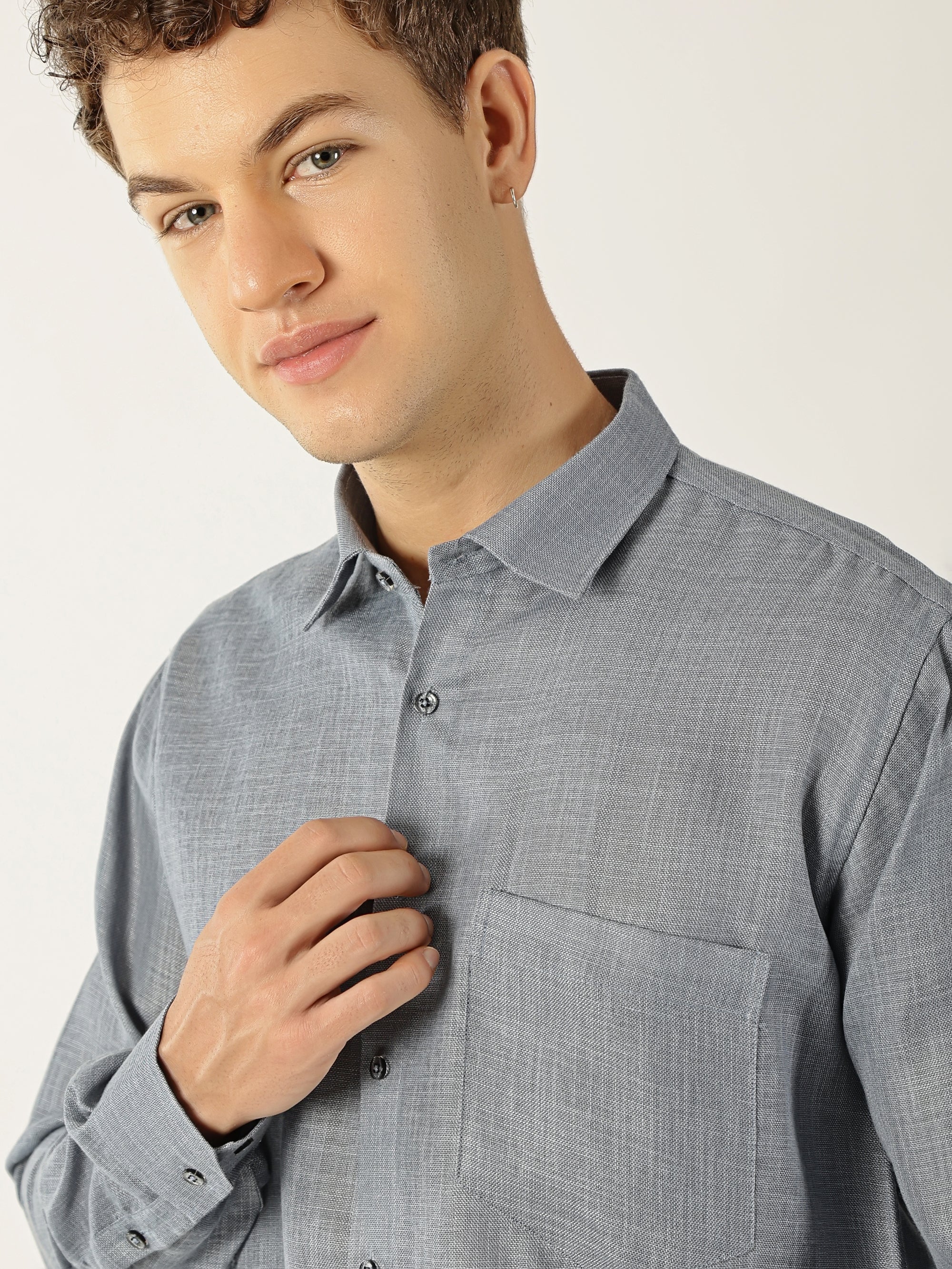Formal Linen Steel Grey Colour Men’s Shirt