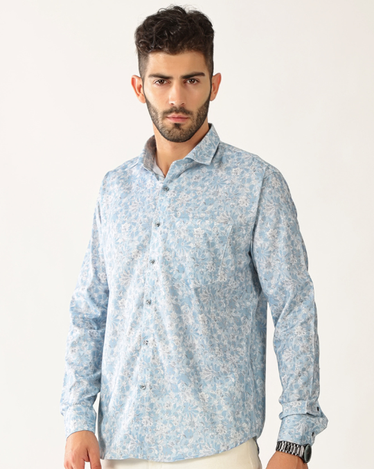 Giza Cotton Flower Rama Colour Mix Print Men’s Shirt