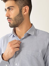 Cotton Small Stripe Blue With White Men’s Shirt