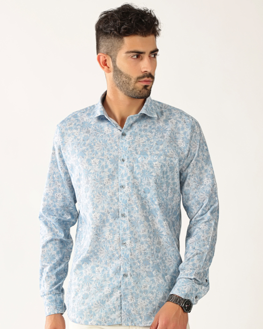 Giza Cotton Flower Rama Colour Mix Print Men’s Shirt