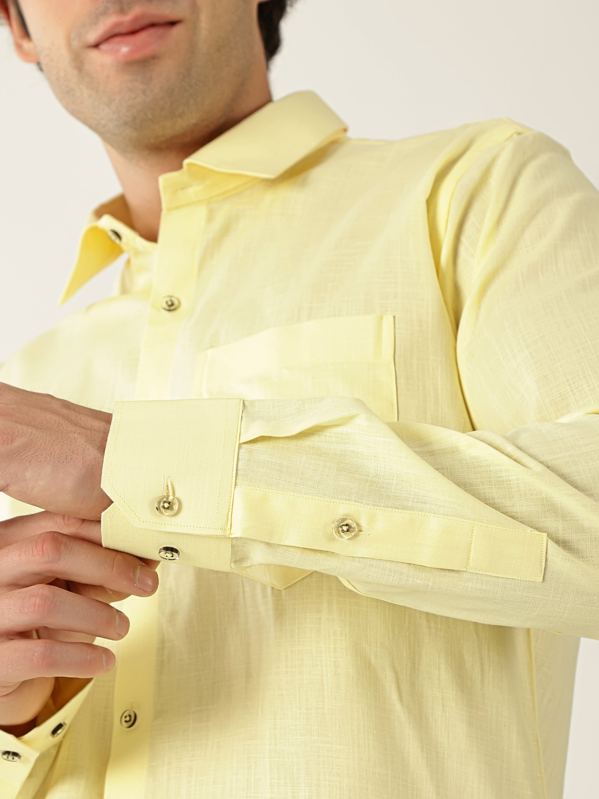 Premium Linen Lemon Yellow Men’s Shirt