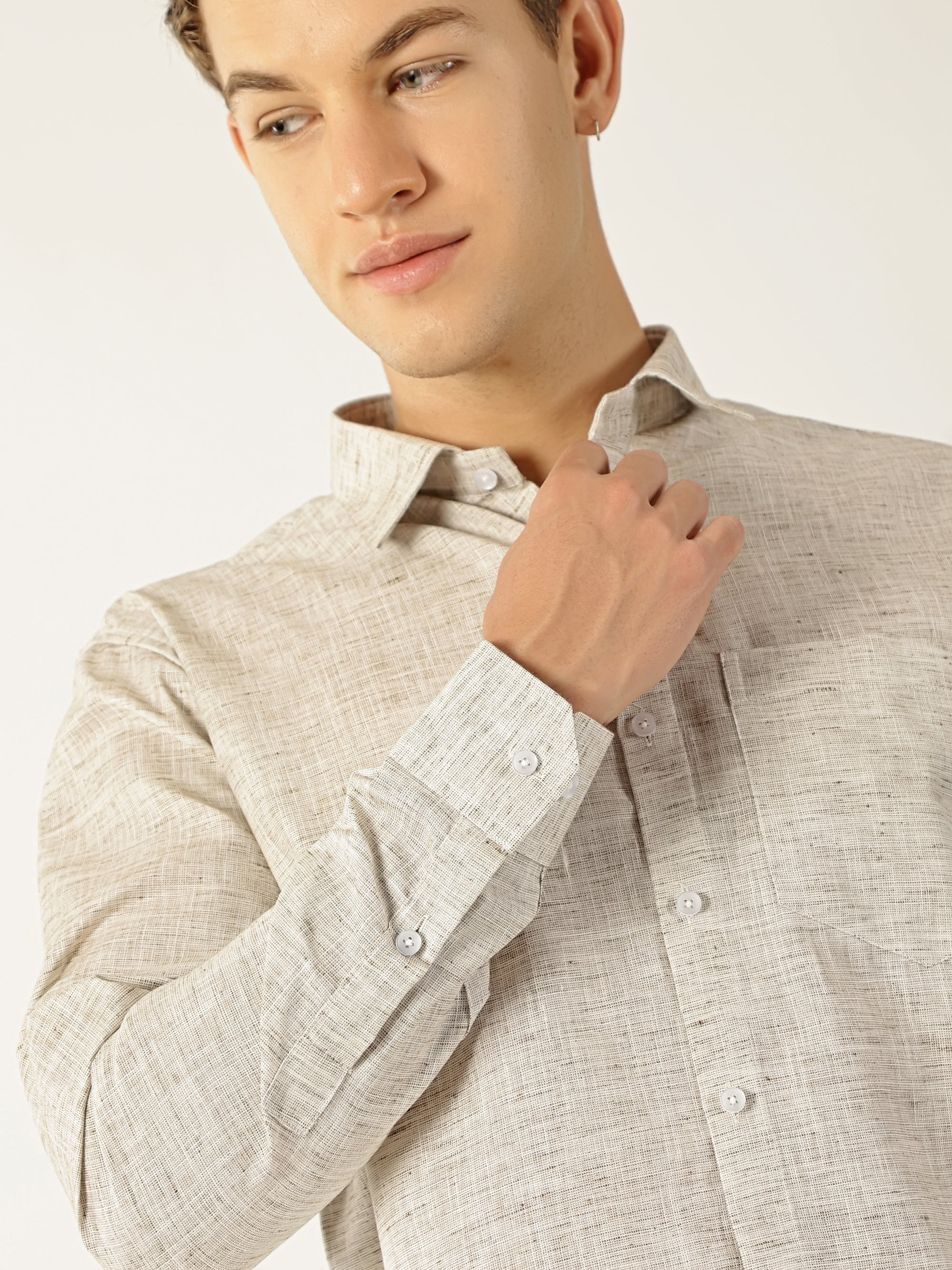 Linen Khadi Light Fawn Colour Men’s Shirt